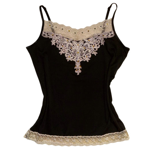 Silent Worth black lace rhinestone tank