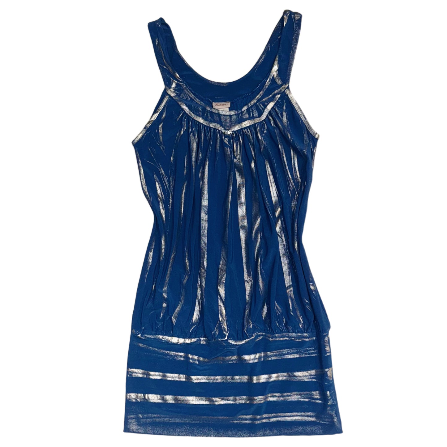 Retro metallic stripe pattern blue top