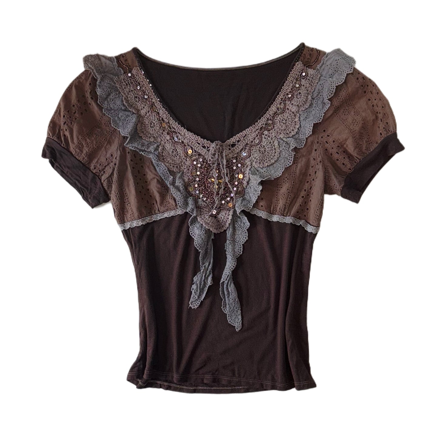 Brown embroidered top