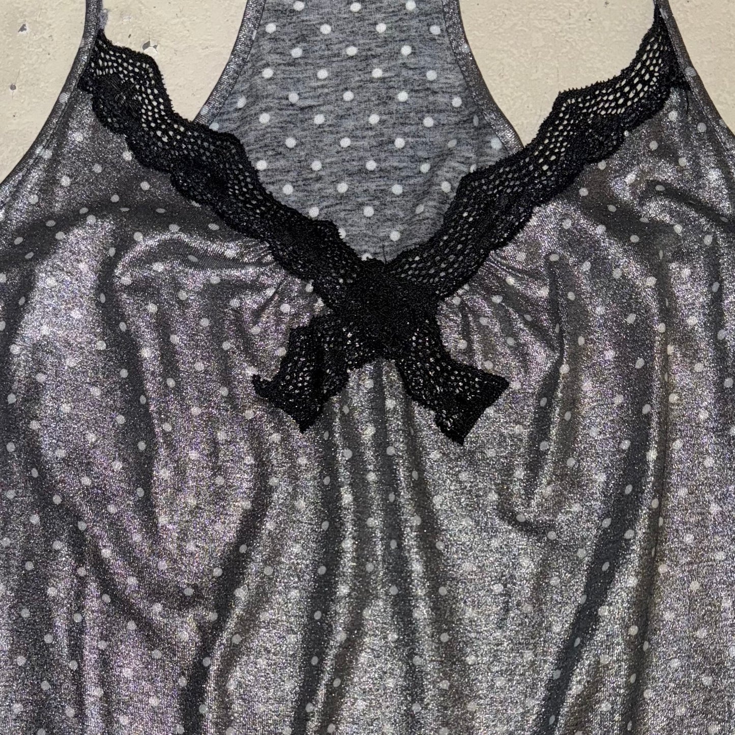 Grey polka dot tank