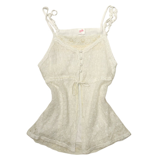 Ivory knit layered lace tank