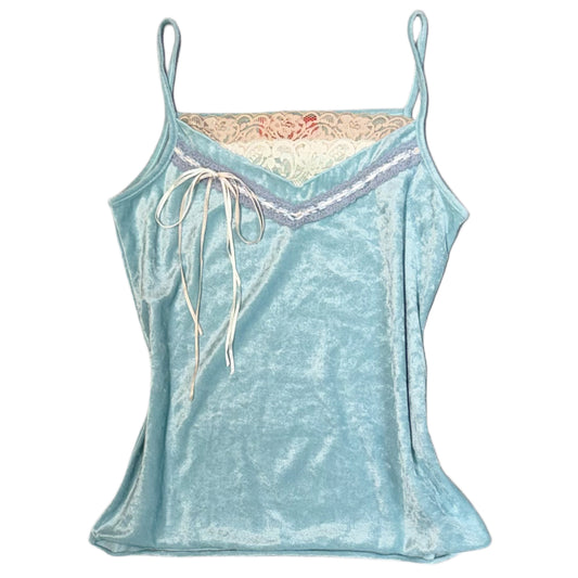 Tiffany blue velvet lace tank