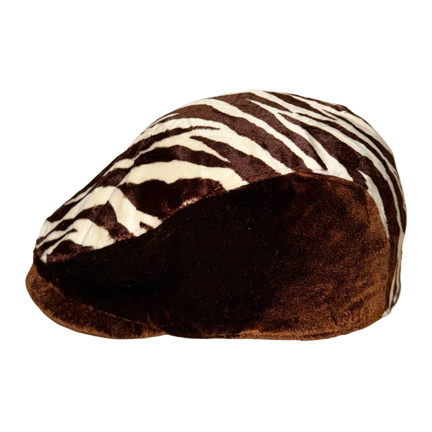 Brown zebra velvet flat cap