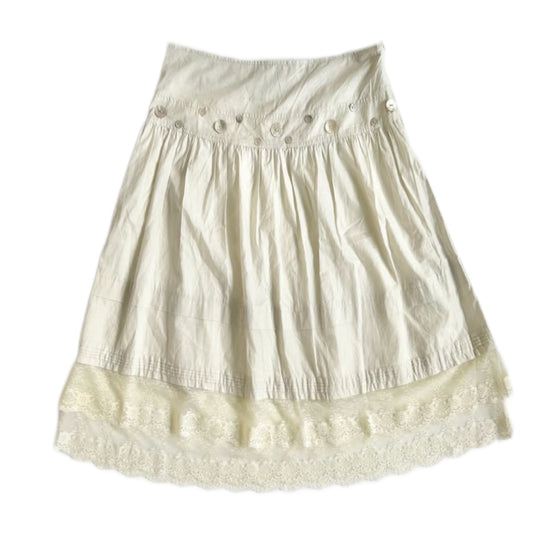 Shell buttons Beige lace skirt