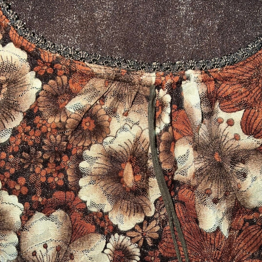 80s brown fafa lace top