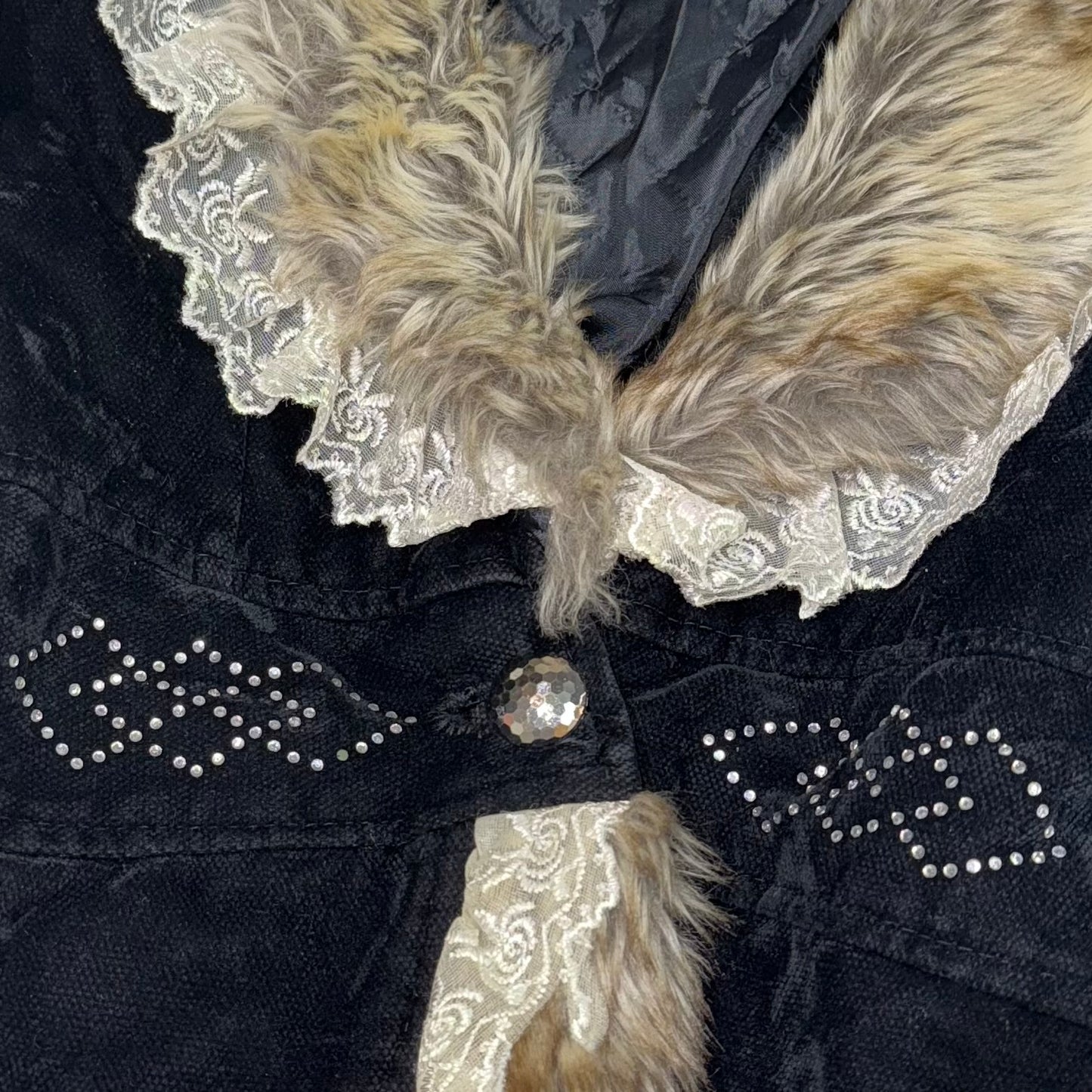 Faux fur black lace outer