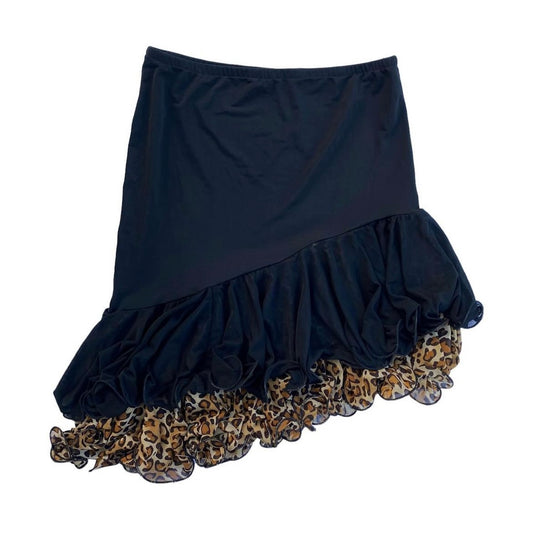 Black leopard print layered skirt