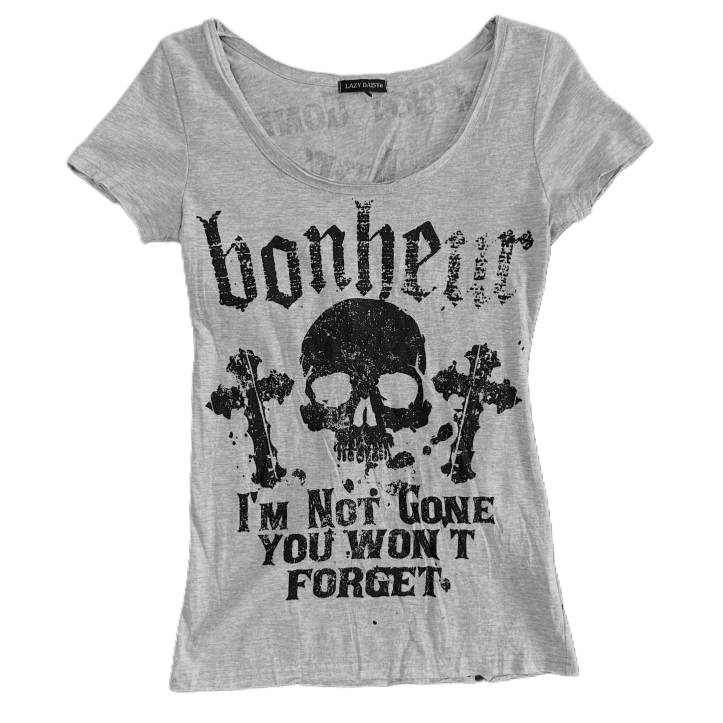 Grey skull layered top