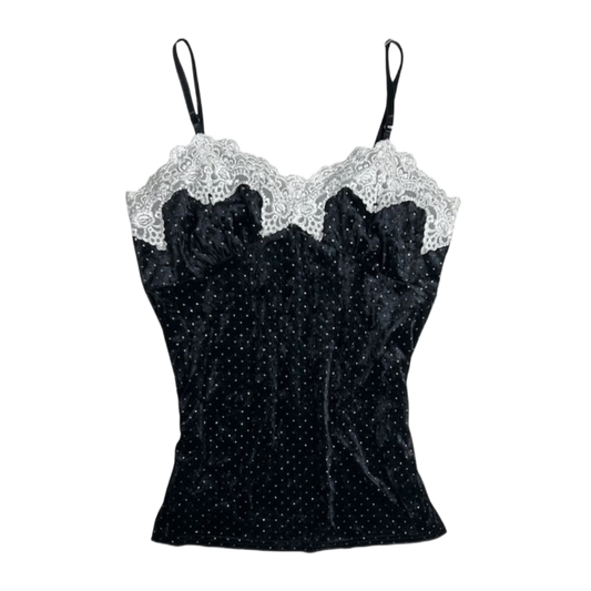 Black velvet lace tank
