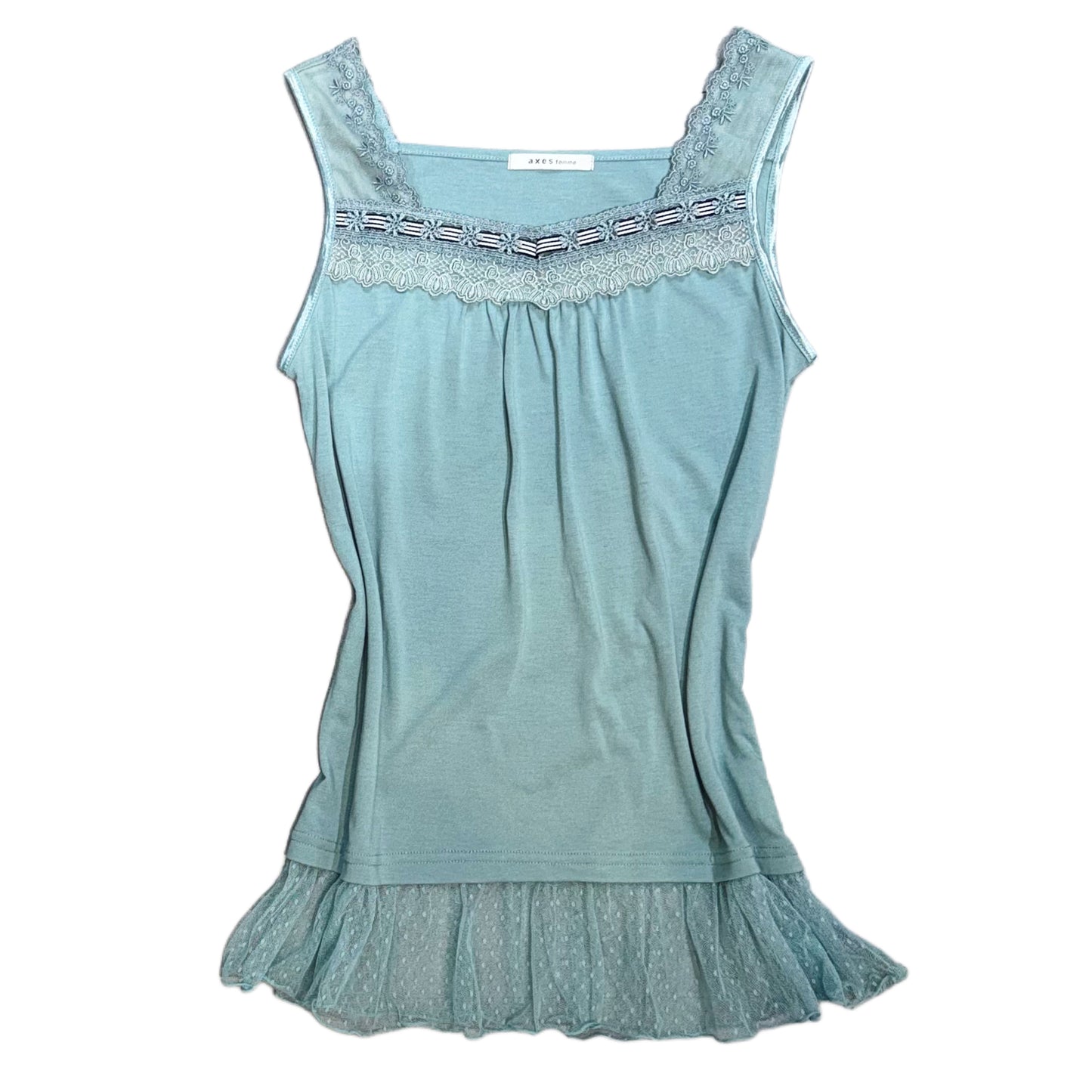 Axes tiffany blue floral lace tank