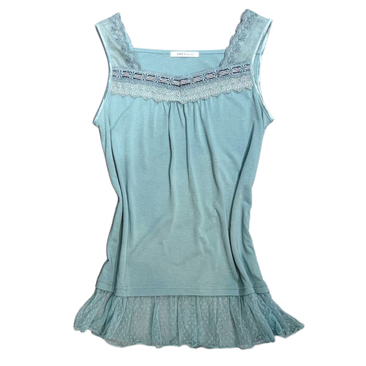 Axes tiffany blue floral lace tank