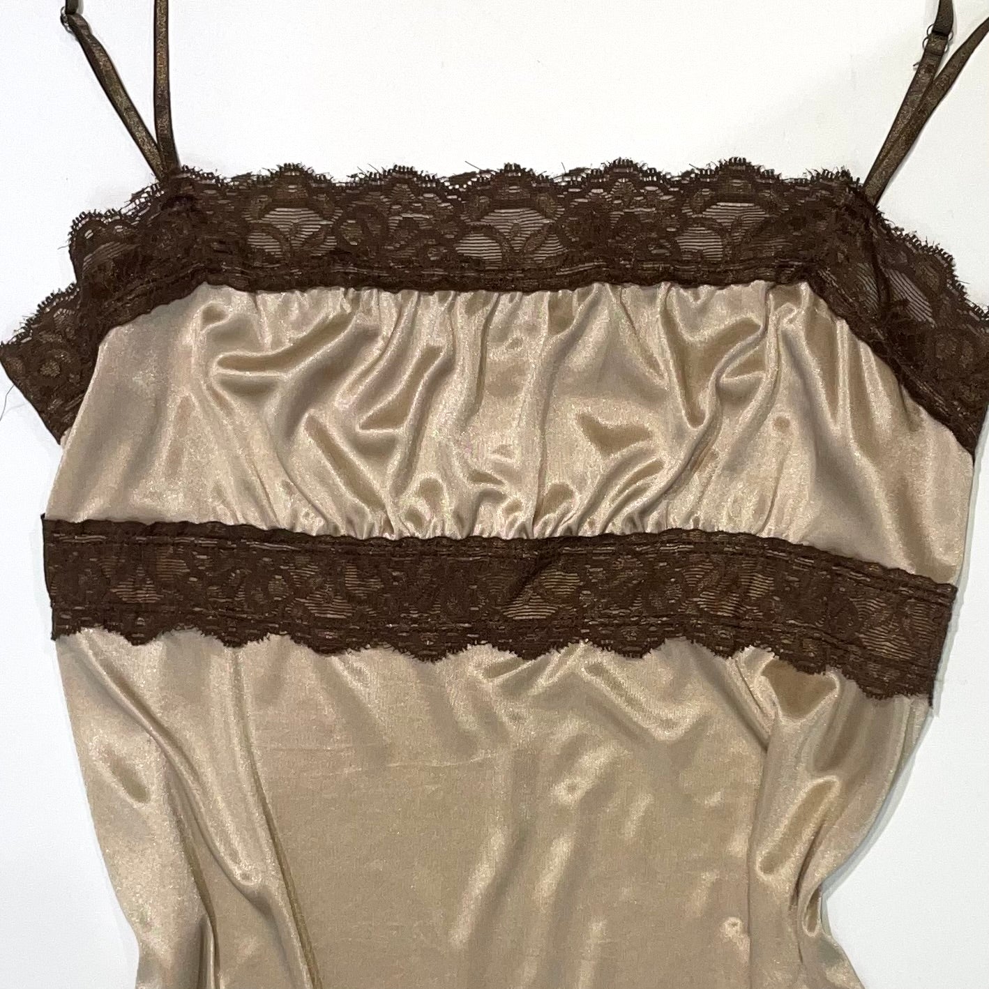 Brown lace silk cami