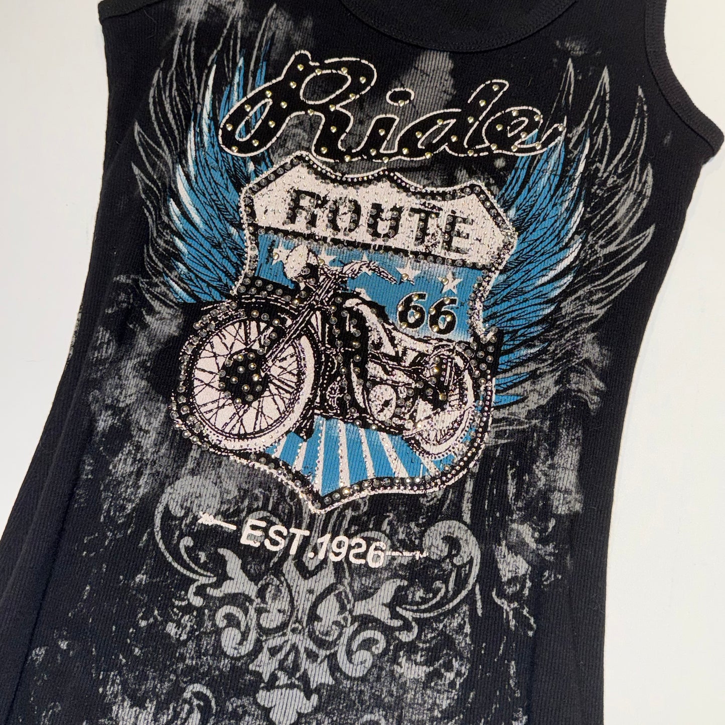 Route66 motorcycle rhinestone tank