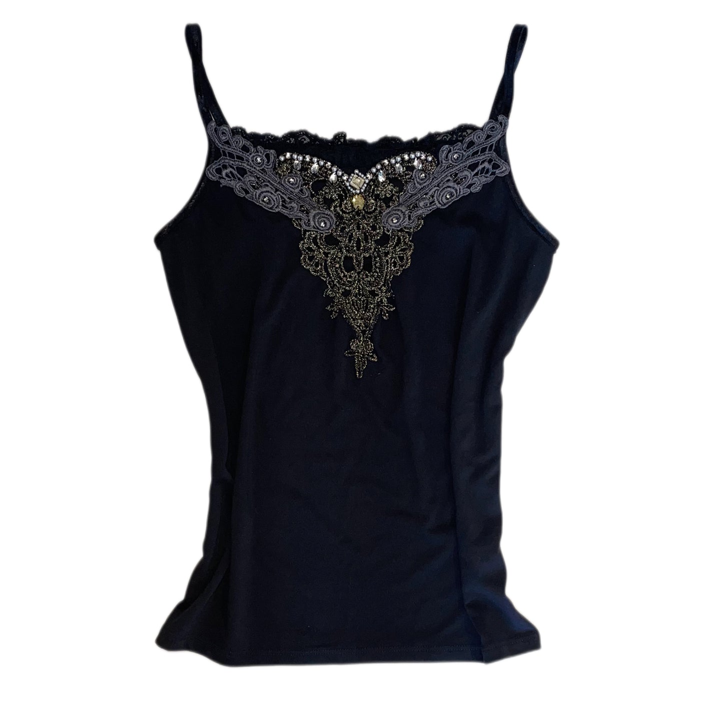 Axes black embroidered lace cami