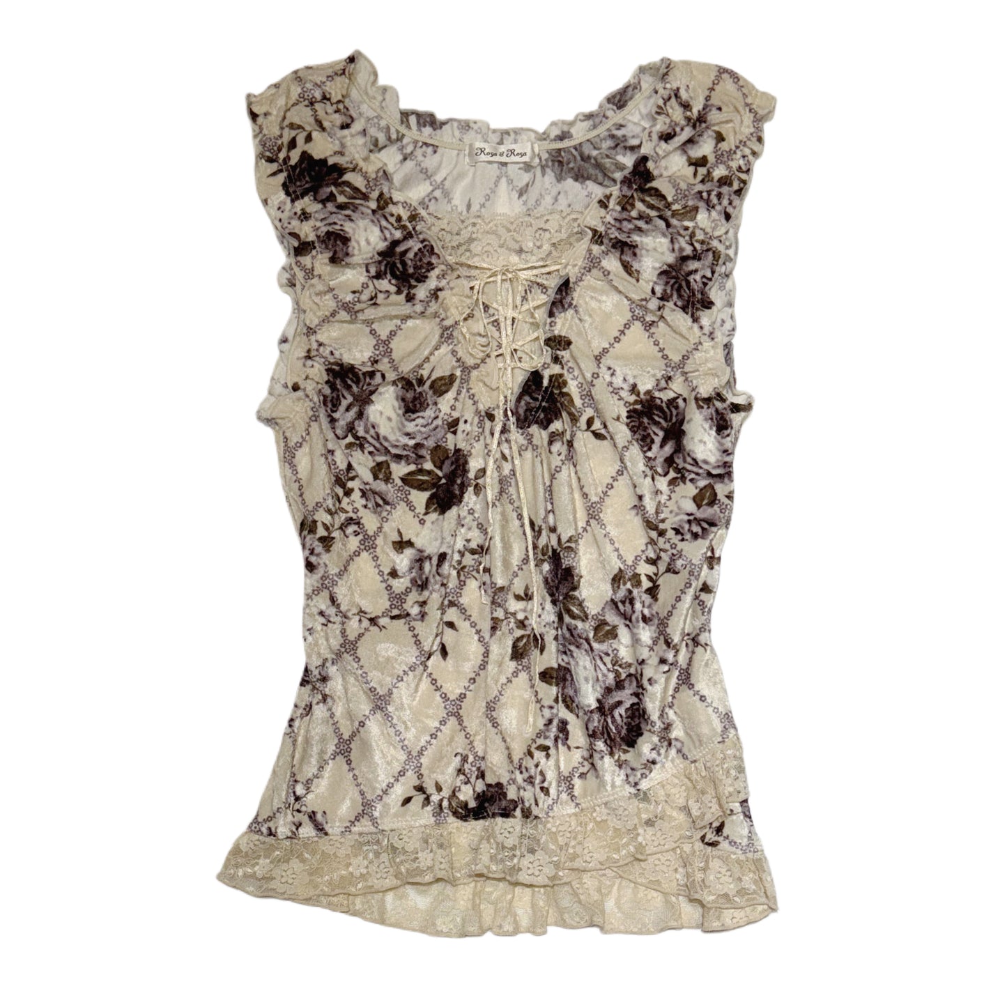 Rosa Rosa floral lace trim top