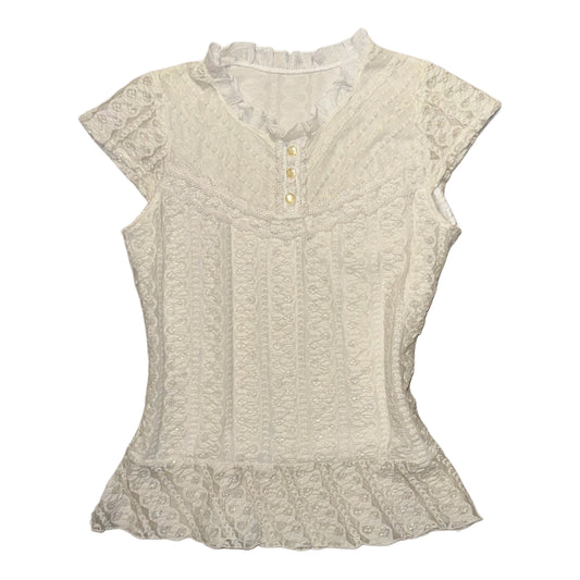 Ivory button lace top