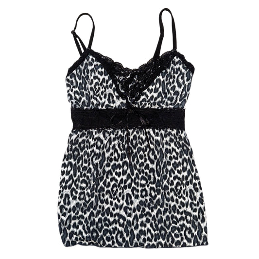 Black leopard lace tank
