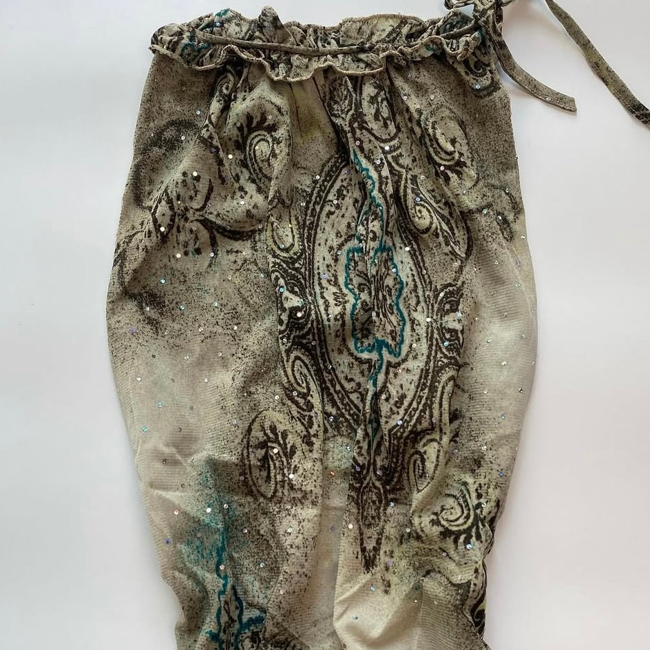 Green paisley lace top