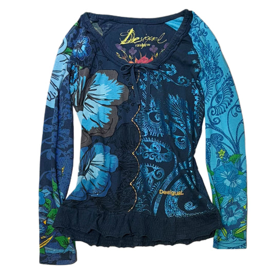 Desigual blue floral lace long sleeve