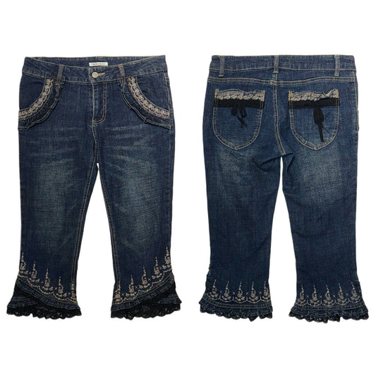 Axes denim lace capris