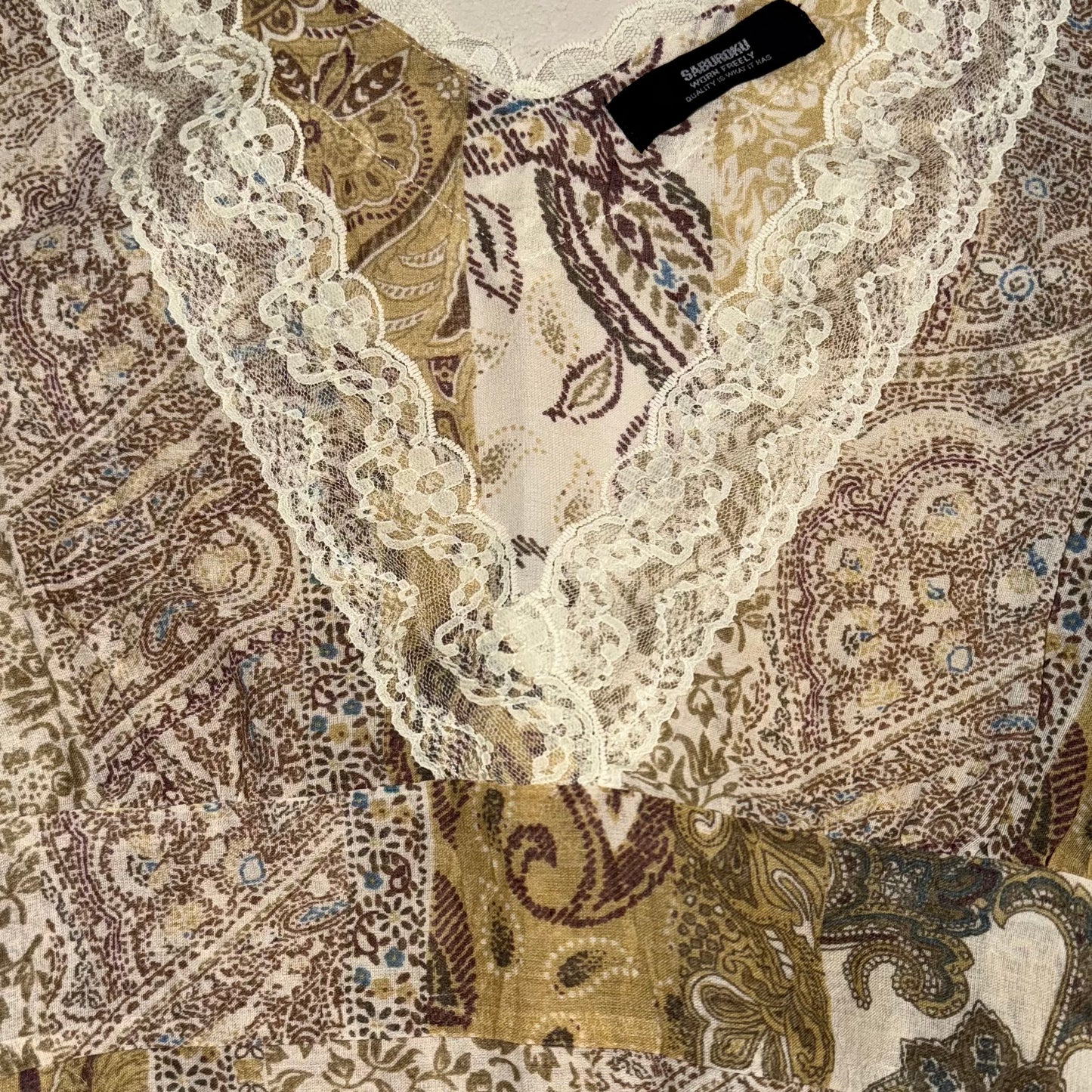 Paisley v-neck lace top
