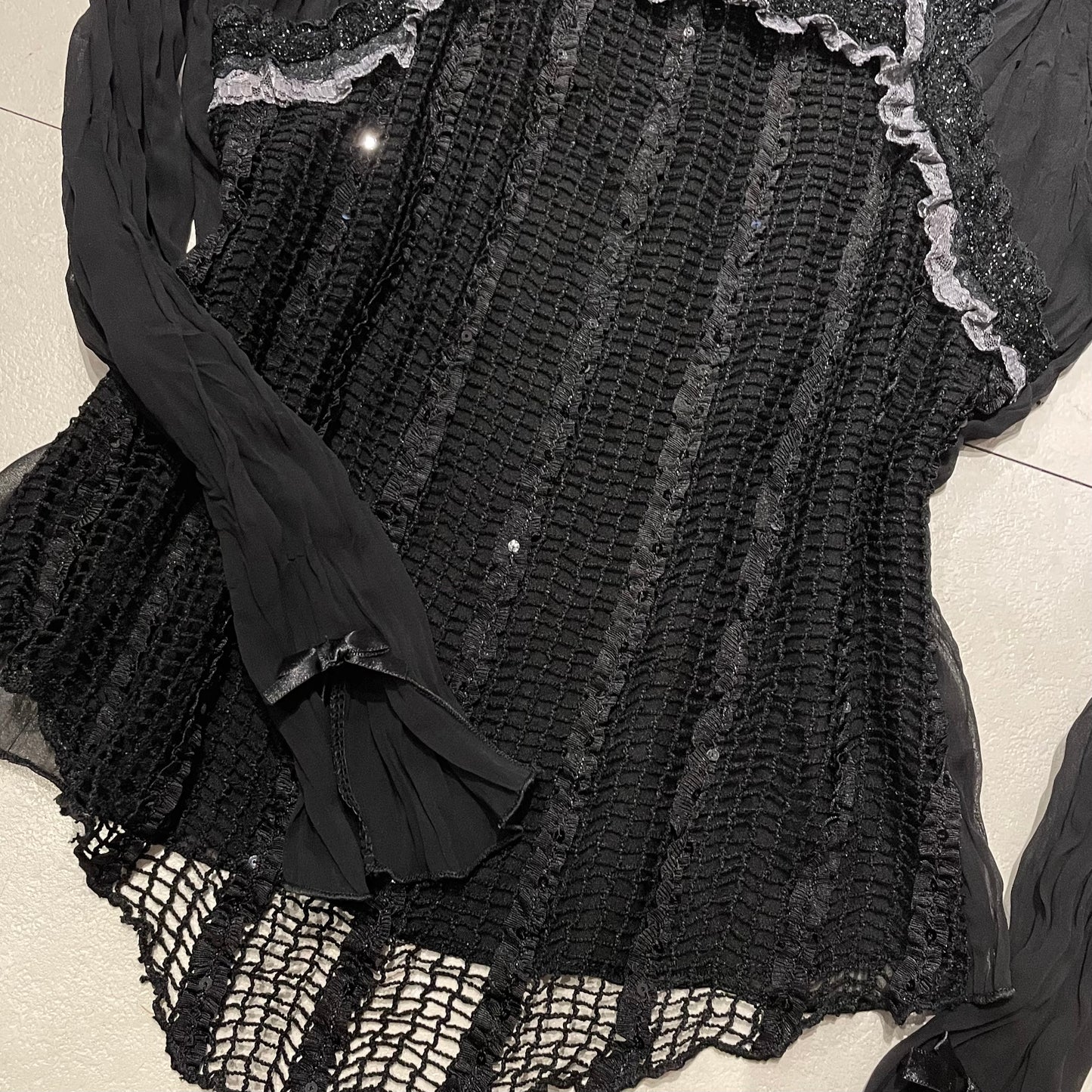 Gothic layered lace mesh long sleeve