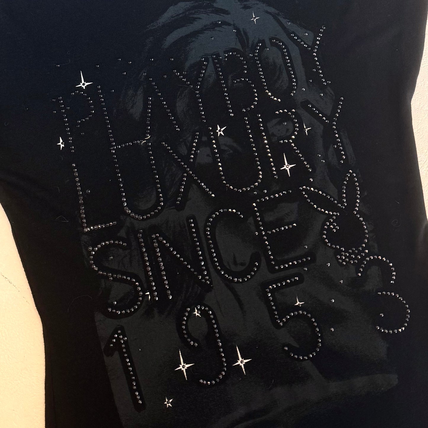 Playboy 1953 black rhinestones top
