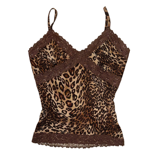 Leopard print lace trim tank