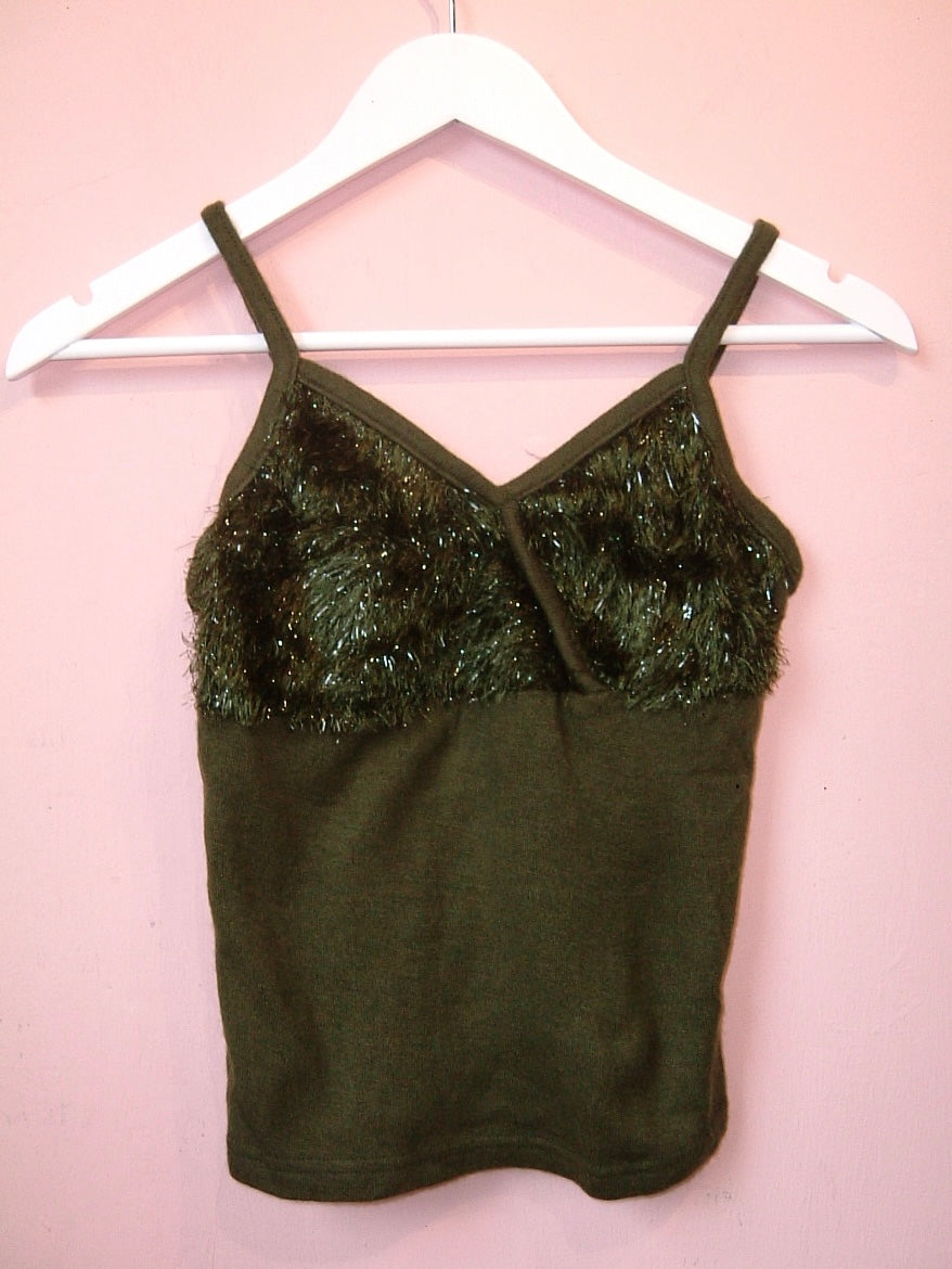 Olive Green Shimmy Tank Top