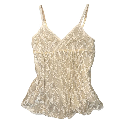 Beige v-neck lace tank