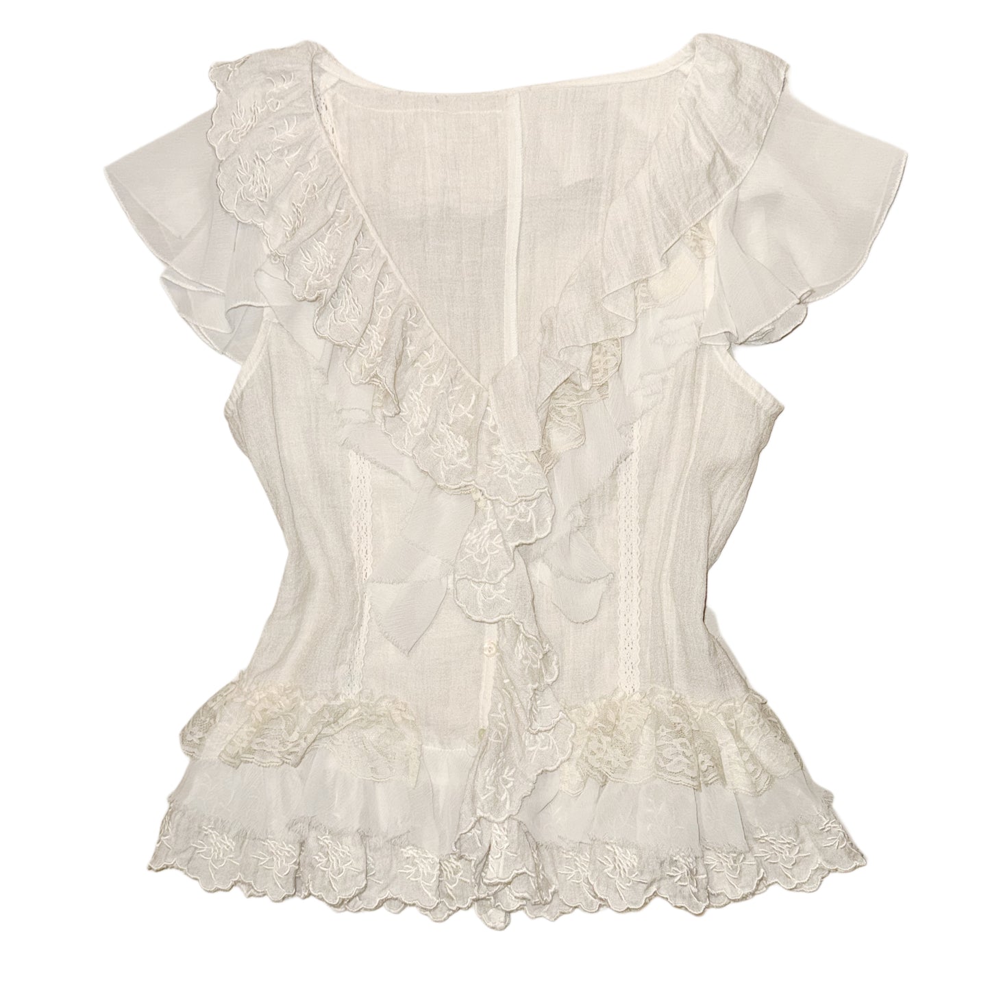 Ivory lace ruffle shirt