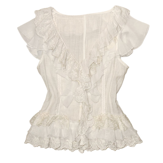 Ivory lace ruffle shirt