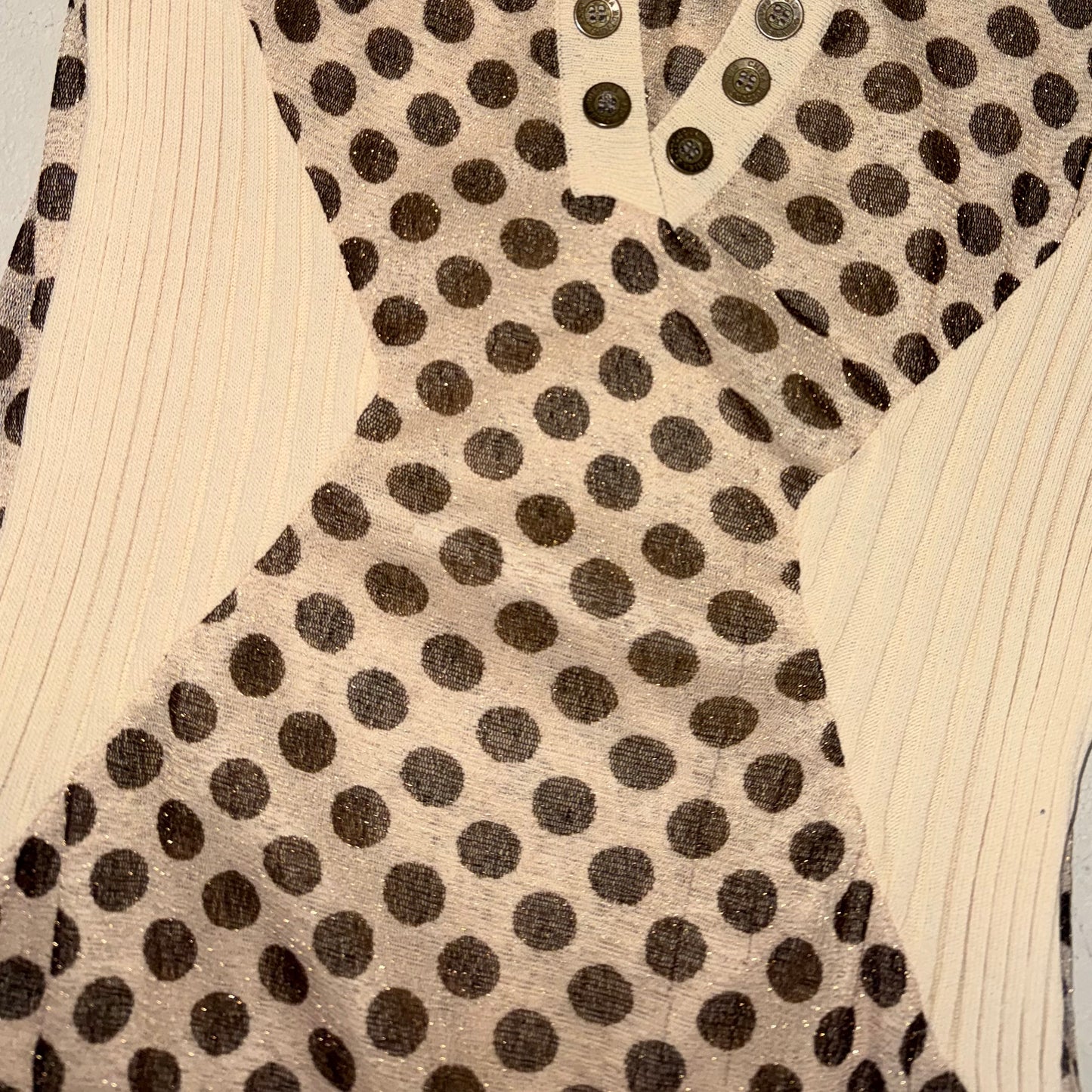 Cream polka dot top