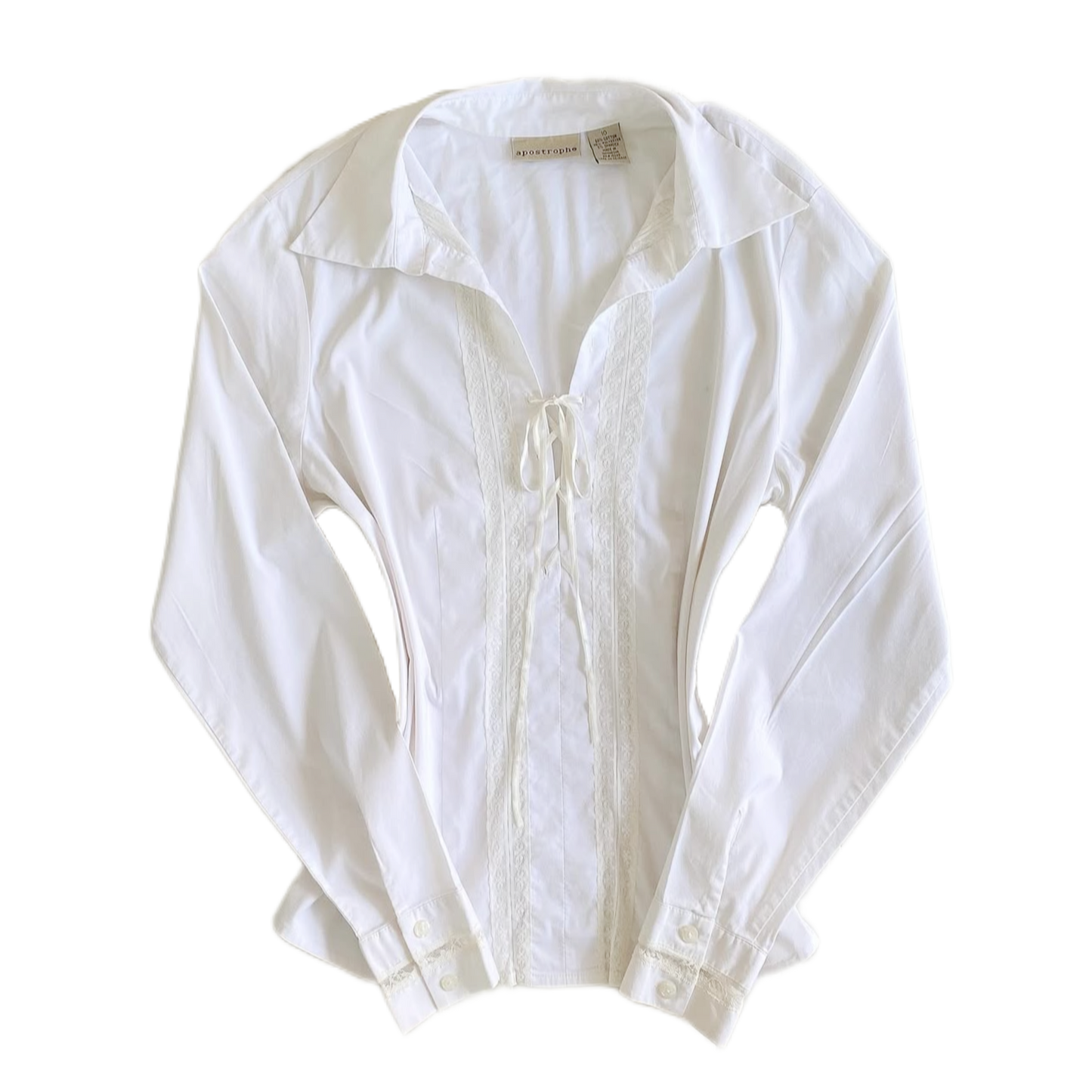 White lace ribbon shirt