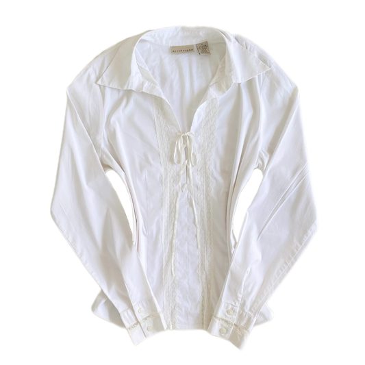 White lace ribbon shirt