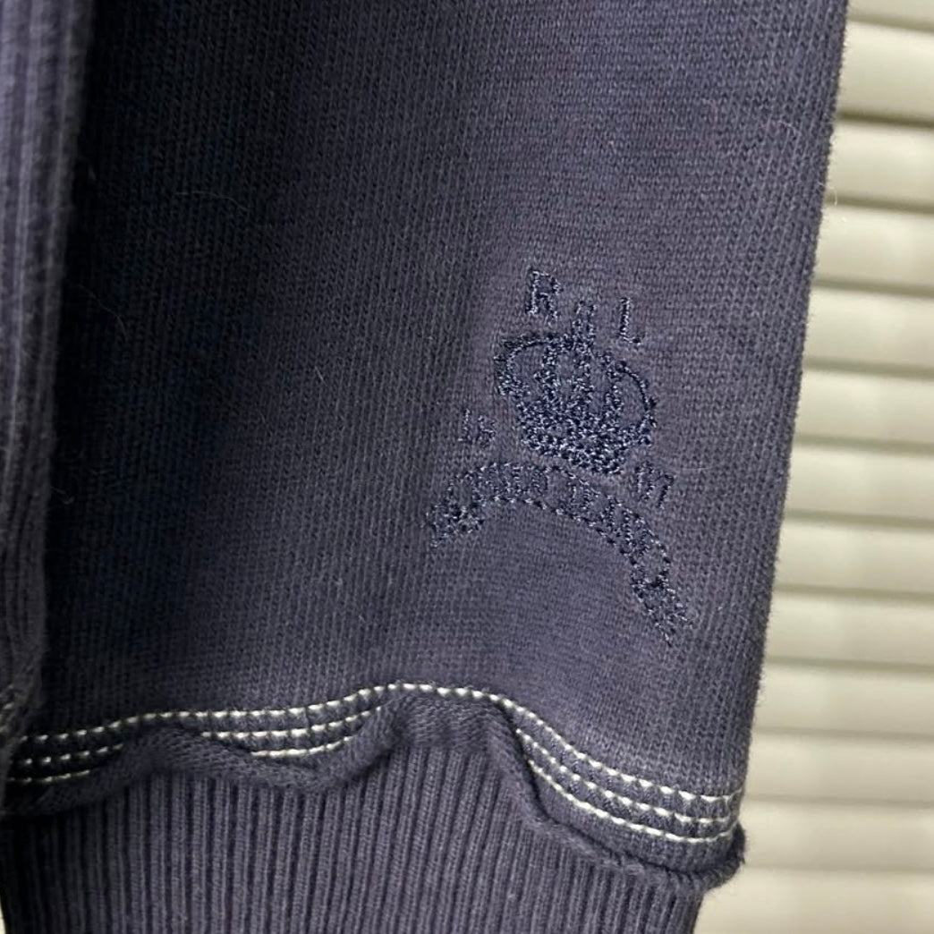 Polo navy button up hoodie