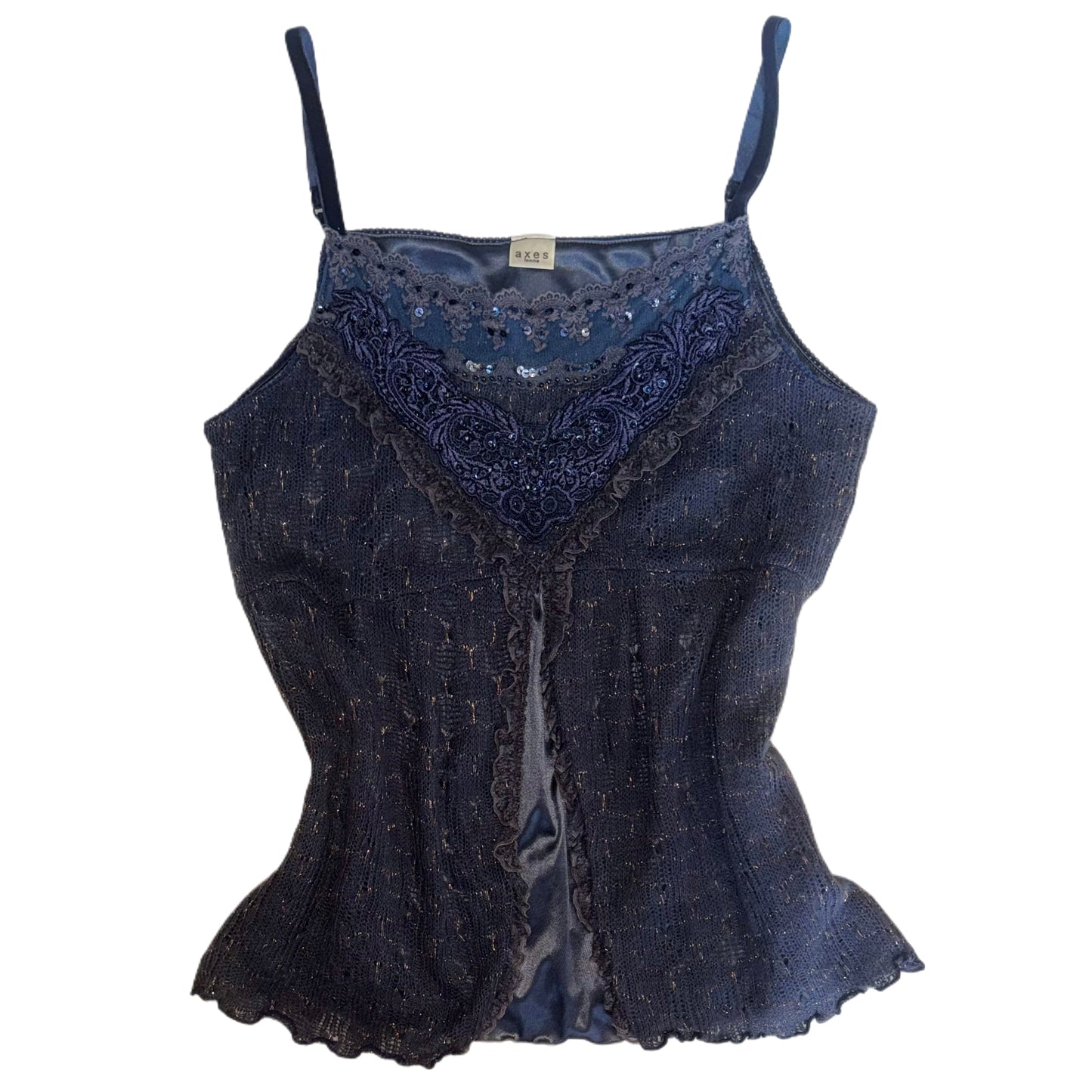 Axes navy knit lace cami