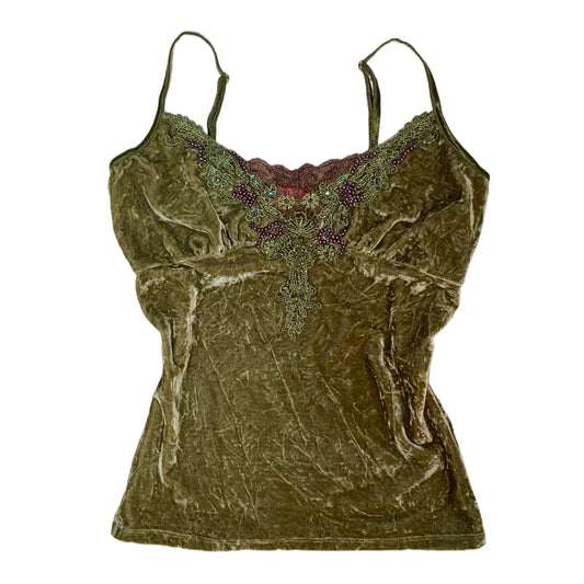 Green velvet lace top