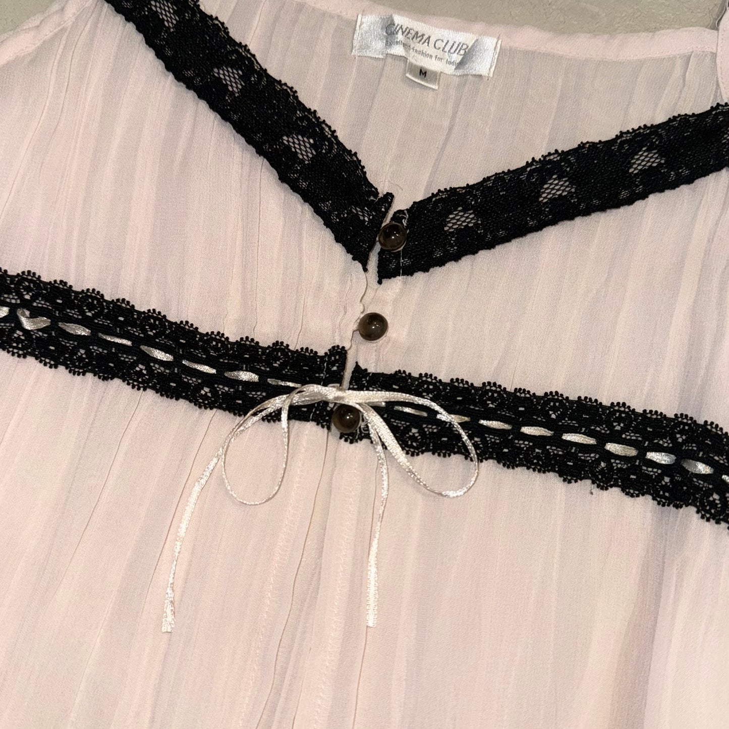 Black lace halter tank with soft pink mesh tank set