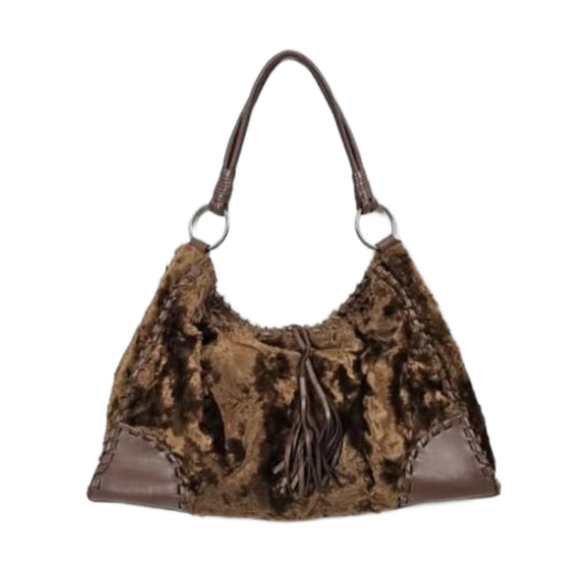 Brown velvet shoulder bag