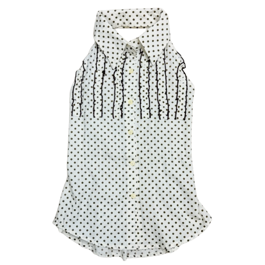 White polka dot ruffle backless top