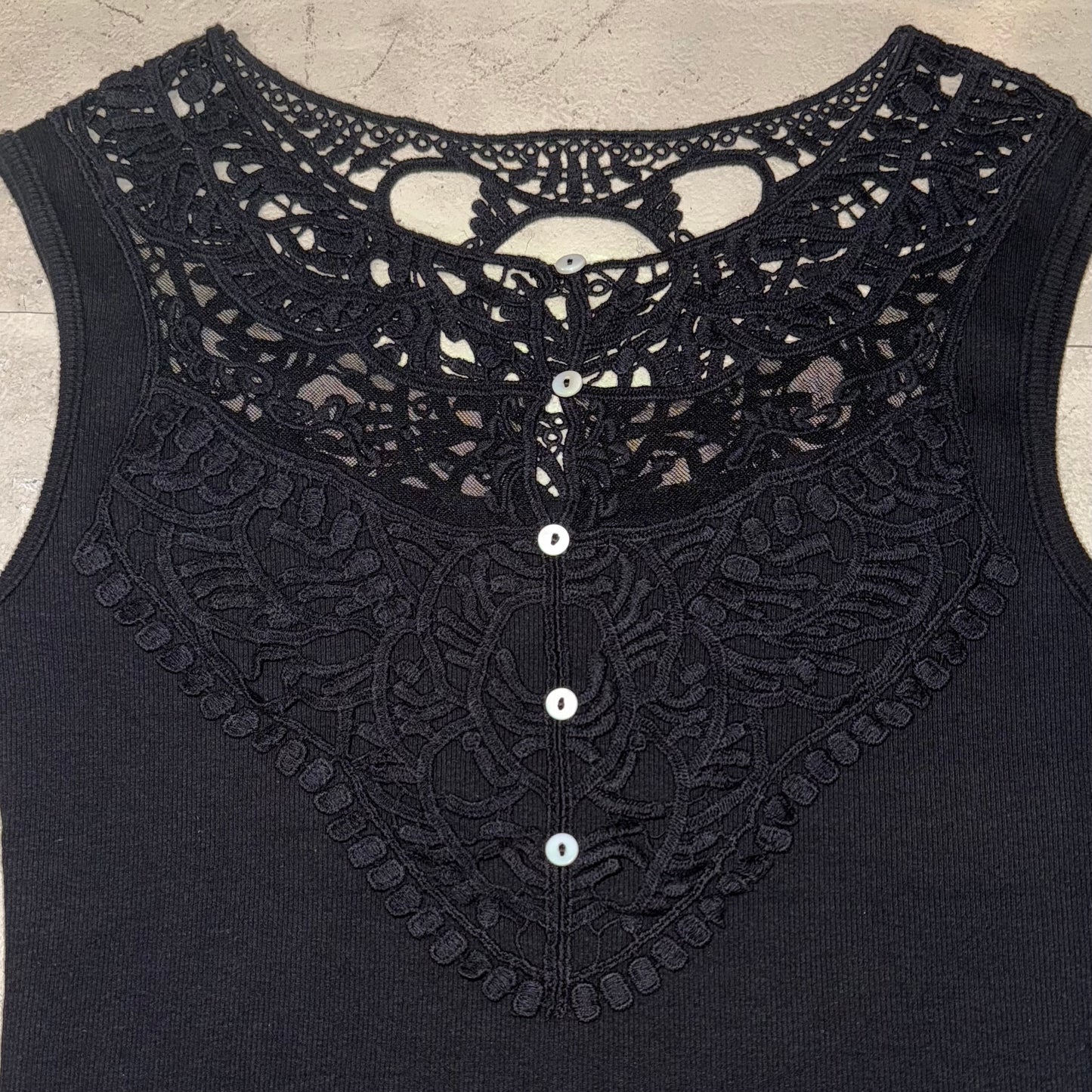 Black knit mesh top
