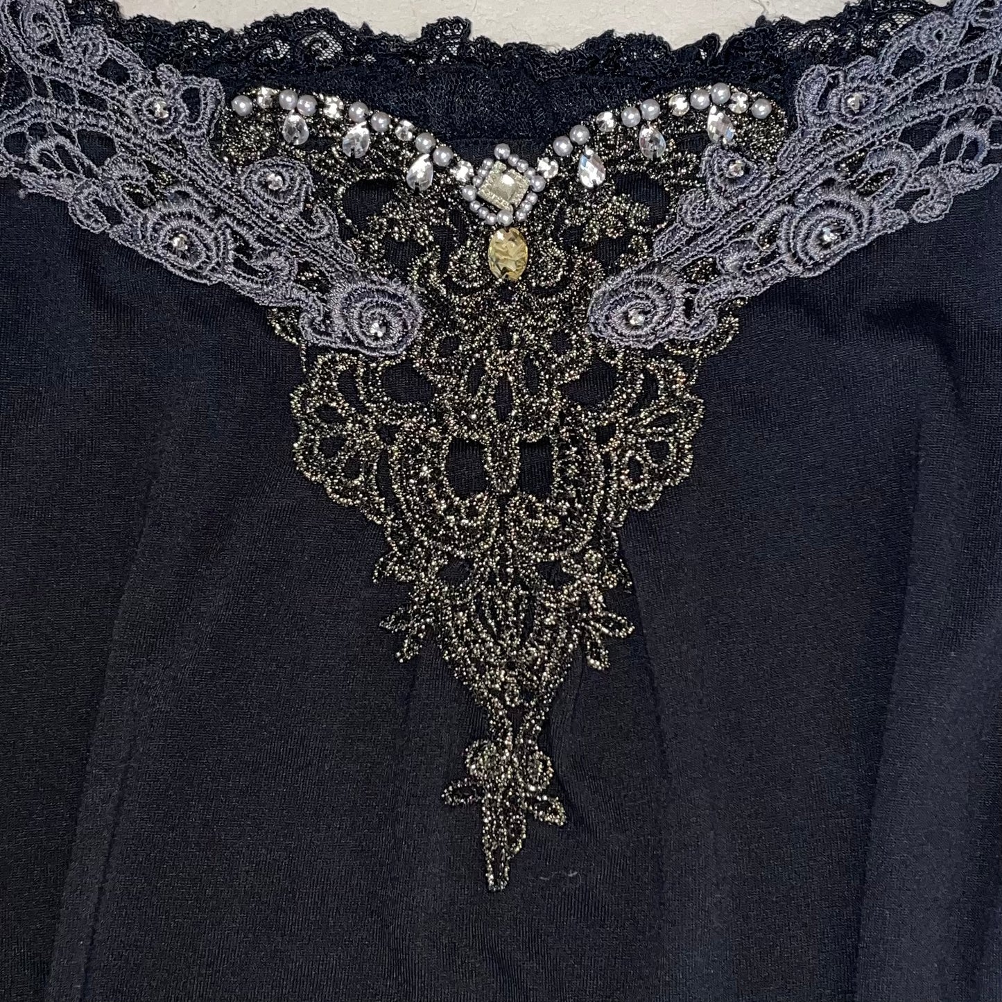 Axes black embroidered lace cami