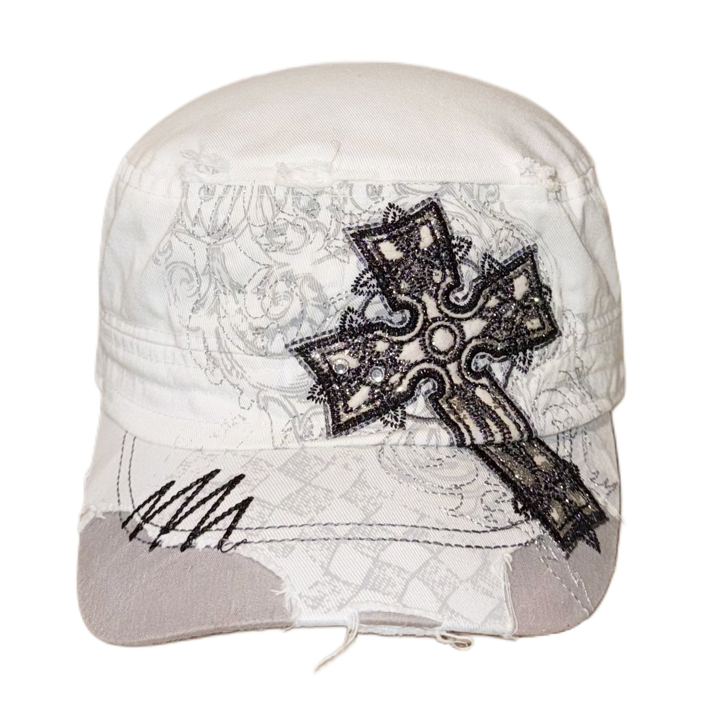 Patchwork rhinestones cross cap