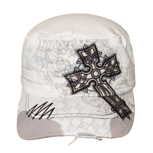 Patchwork rhinestones cross cap