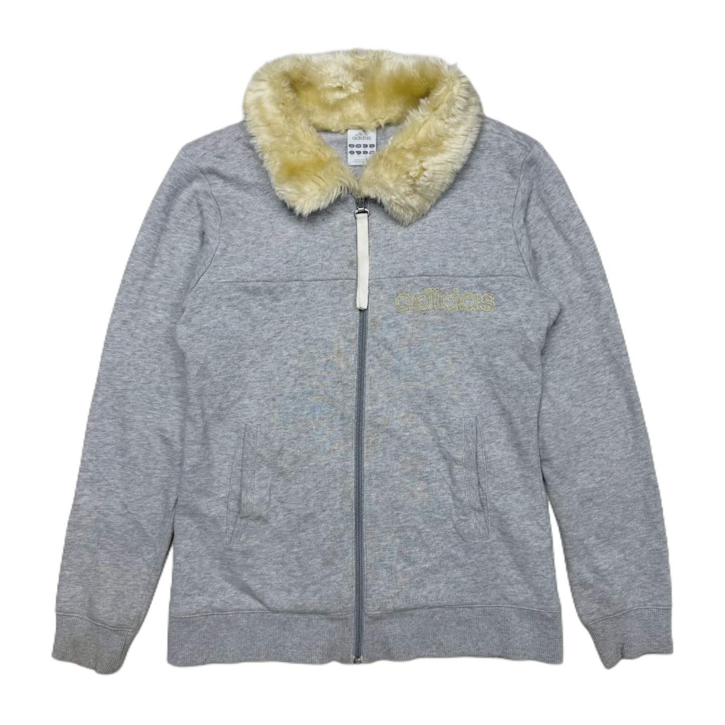Adidas fur collar grey zip jacket