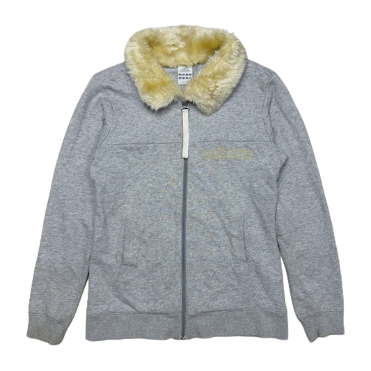 Adidas fur collar grey zip jacket