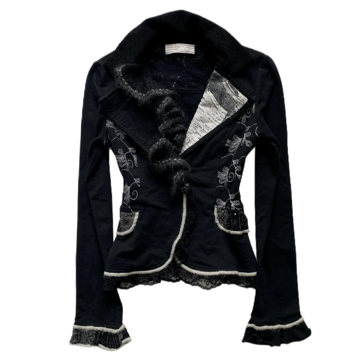 Black embroidered lace outer