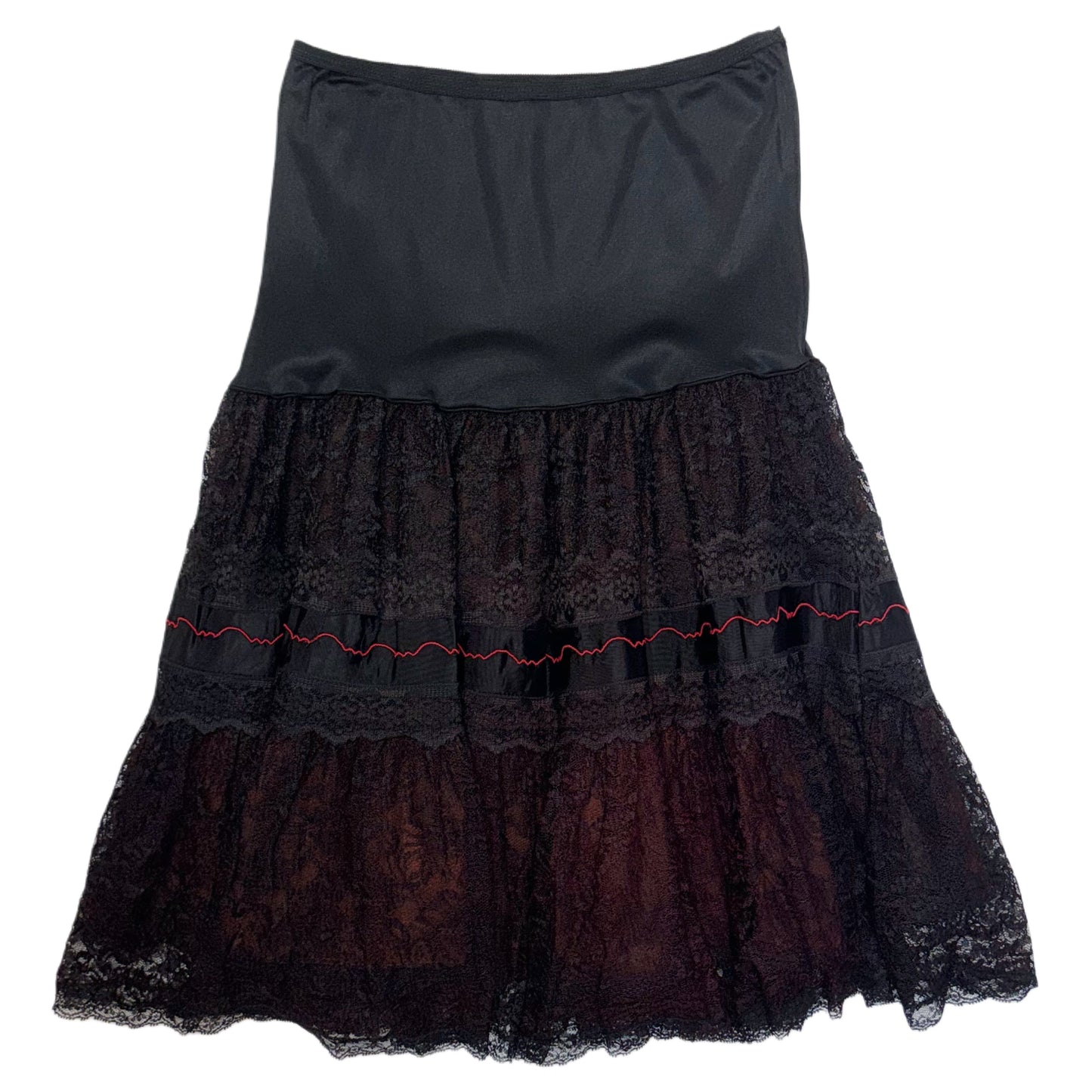 Black lace red layered skirt