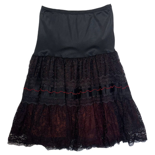 Black lace red layered skirt